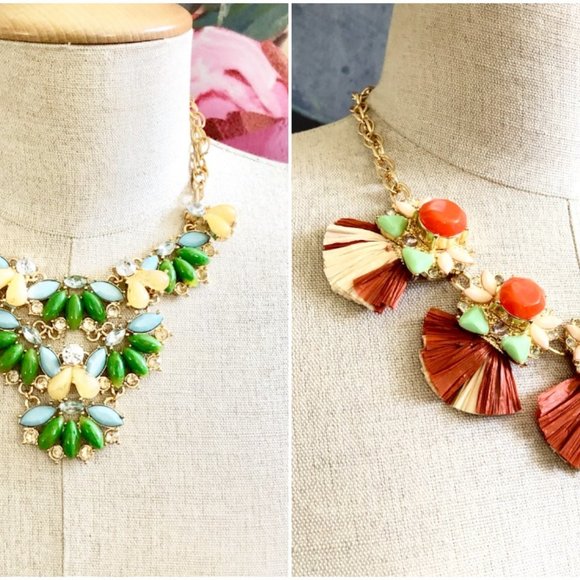 Lee X Lee Angel Raffia and Cabochon Necklace NWT - Picture 1 of 10